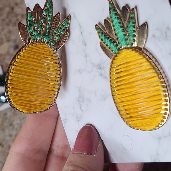 Yellow and Green Pineapple Earrings - Picture 15 of 17